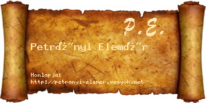 Petrányi Elemér névjegykártya